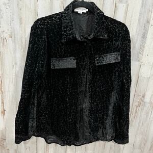Lili Sidonio Molly Bracken Floral Velvet Burnout Button Up Shirt Whimsygoth S